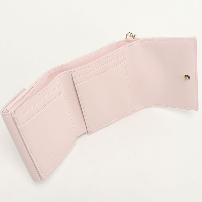Dior S0181 ONHG Lotus wallet Lady Dior Three fold lambskin pink Women