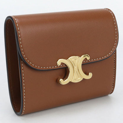 CELINE 10D78 3BZG.04LU Small flap wallet Triomphe Three fold lambskin Brown Women