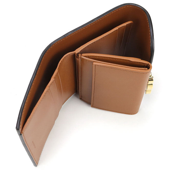 CELINE 10D78 3BZG.04LU Small flap wallet Triomphe Three fold lambskin Brown Women