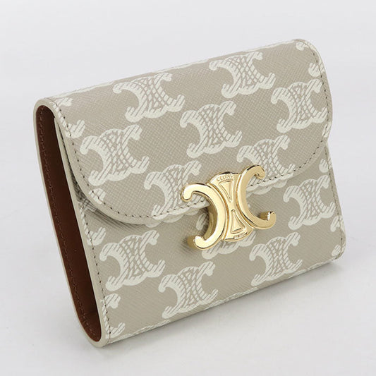 CELINE 10D782CQH Small flap wallet Tri-fold Triomphe canvas Beige Women