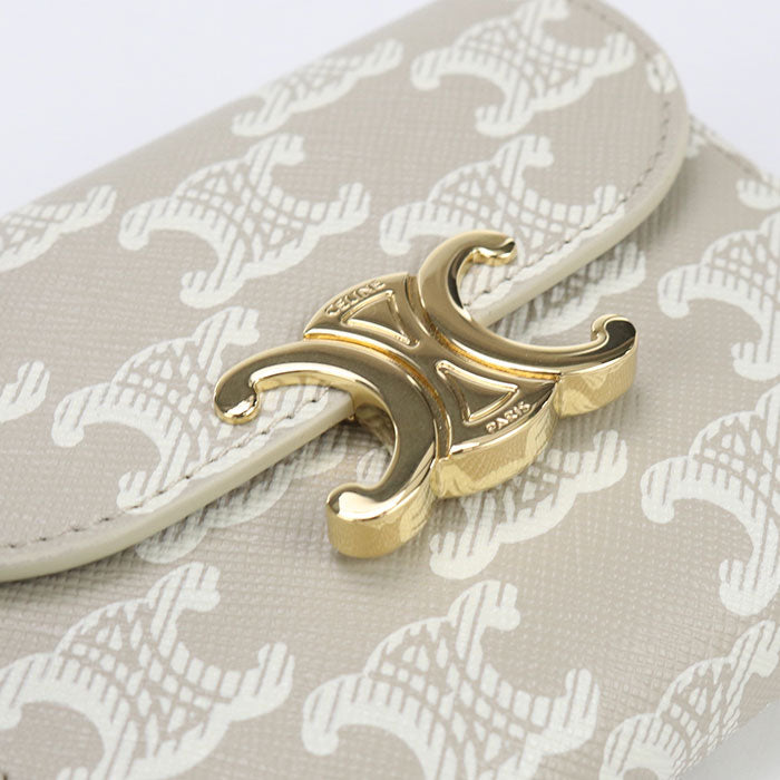 CELINE 10D782CQH Small flap wallet Tri-fold Triomphe canvas Beige Women