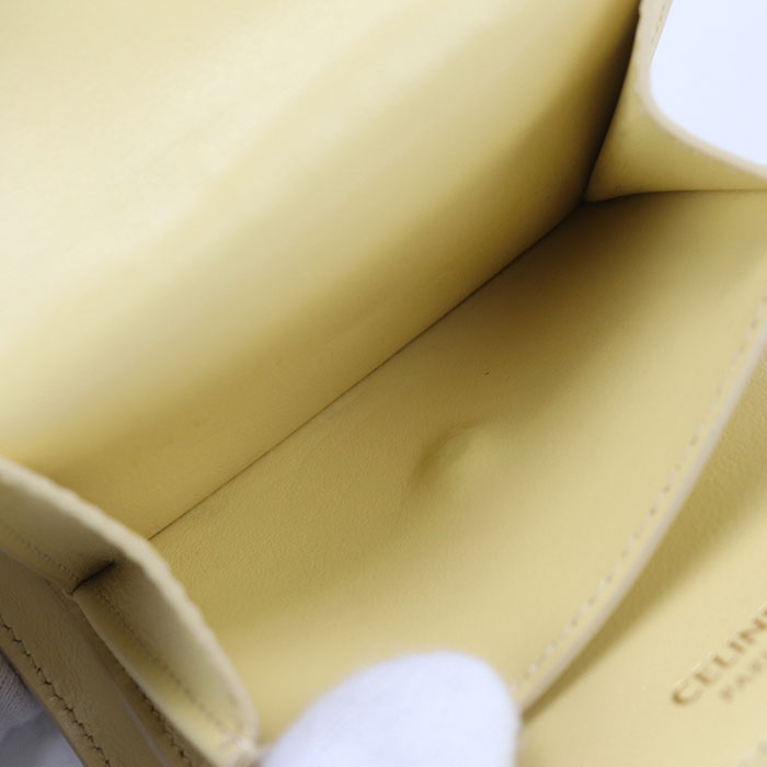 CELINE 10F52 3CQ7 Small trifold wallet 16 (Saise) Tri-fold leather Yellow Women
