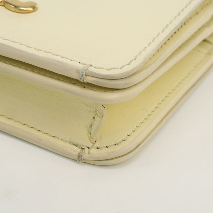 CELINE 10K62 3DPV Bi-fold wallet Triomphe Compact wallet Calfskin,leather yellow Women