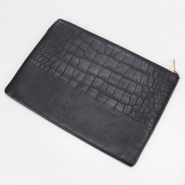 CELINE CE85496 Clutch bag leather black unisex