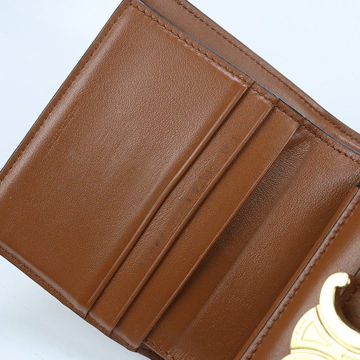 CELINE CE85912 Small flap wallet Triomphe Three fold wallet textile beige Women