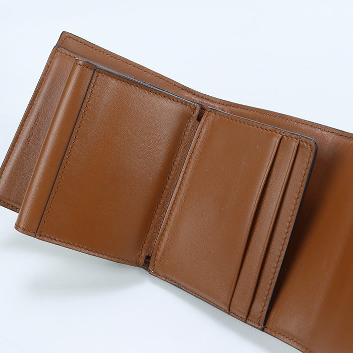CELINE CE85912 Small flap wallet Triomphe Three fold wallet textile beige Women
