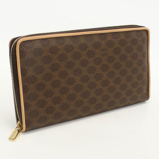 CELINE Long Wallet Macadam Large zip wallet PVC brown Women