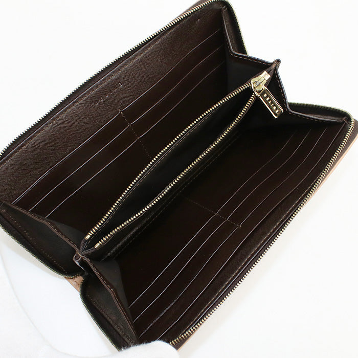CELINE Long Wallet Macadam Large zip wallet PVC brown Women