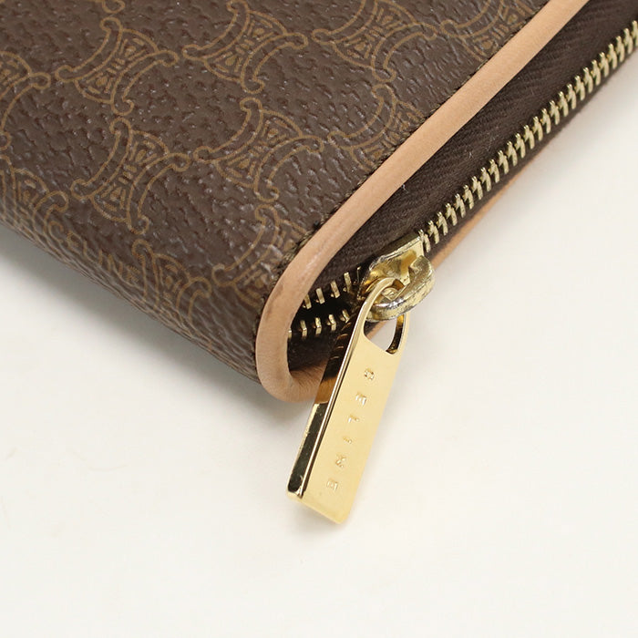 CELINE Long Wallet Macadam Large zip wallet PVC brown Women