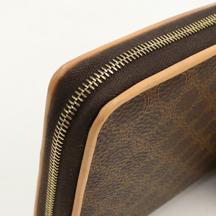 CELINE Long Wallet Macadam Large zip wallet PVC brown Women
