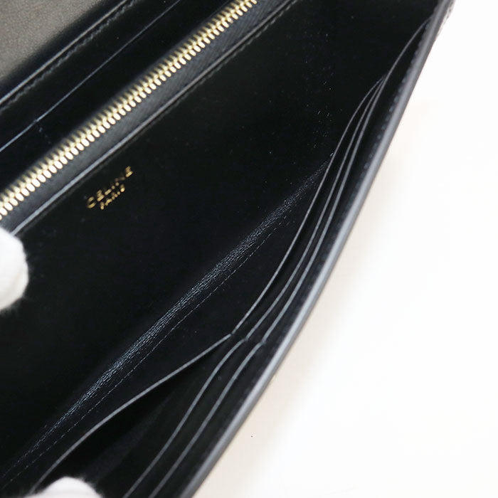 CELINE 10M03 3CQ7 38NO Long Wallet 16 (Saise) Large flap wallet leather black Women