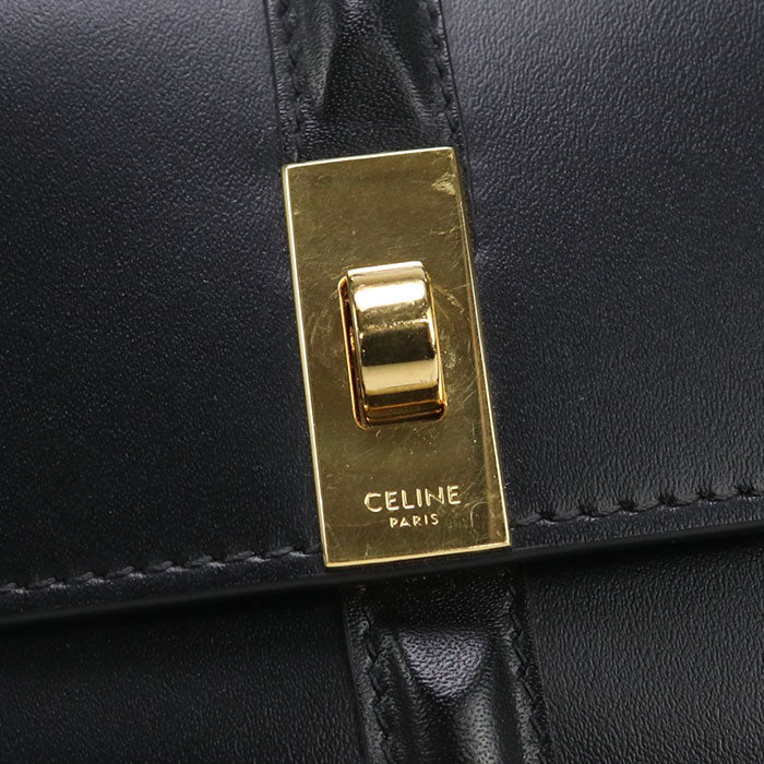 CELINE 10M03 3CQ7 38NO Long Wallet 16 (Saise) Large flap wallet leather black Women