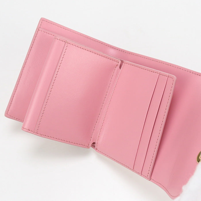 CELINE CE89486 Small flap wallet Triomphe Three fold wallet Calfskin Pink Women