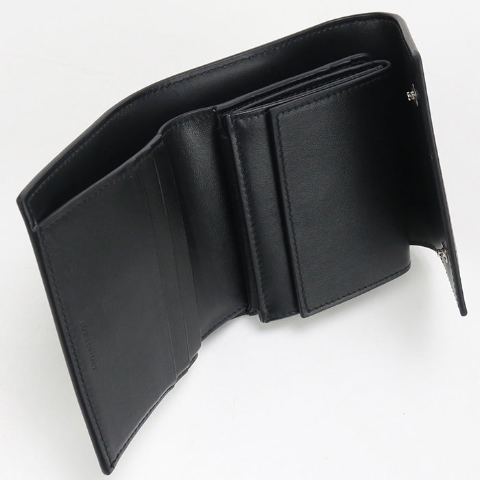CELINE CE89625 Small trifold wallet Triomphe canvas PVC Black Women