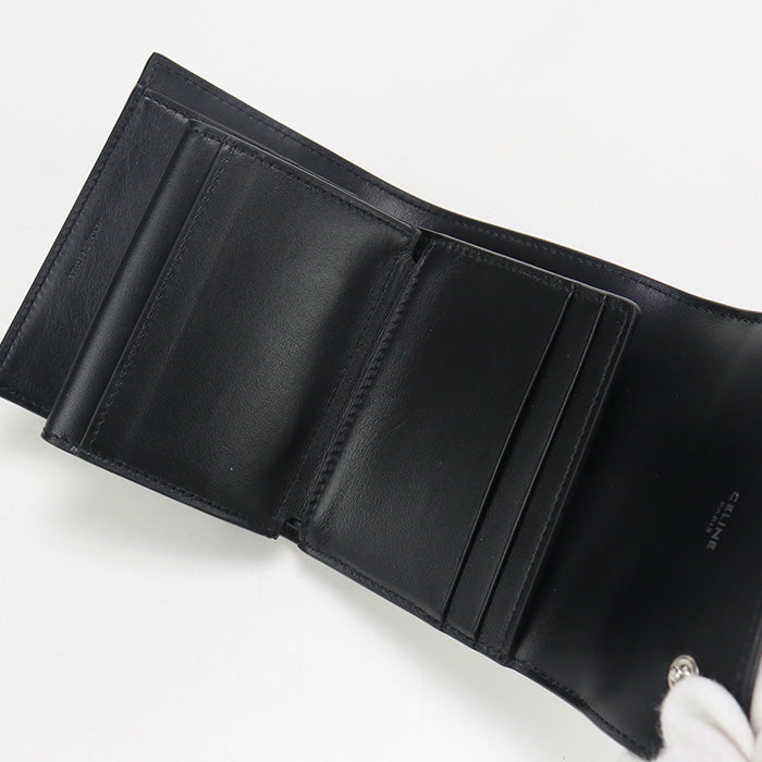 CELINE CE89625 Small trifold wallet Triomphe canvas PVC Black Women