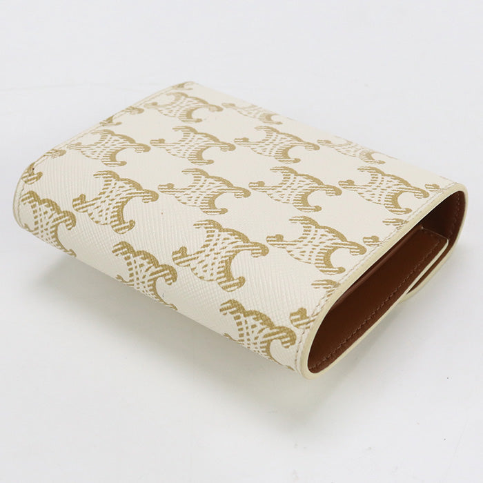 CELINE 10D78 2CQH Small wallet Triomphe canvas Folded wallet PVC white  Women