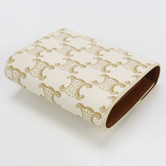 CELINE 10D78 2CQH Small wallet Triomphe canvas Folded wallet PVC white  Women