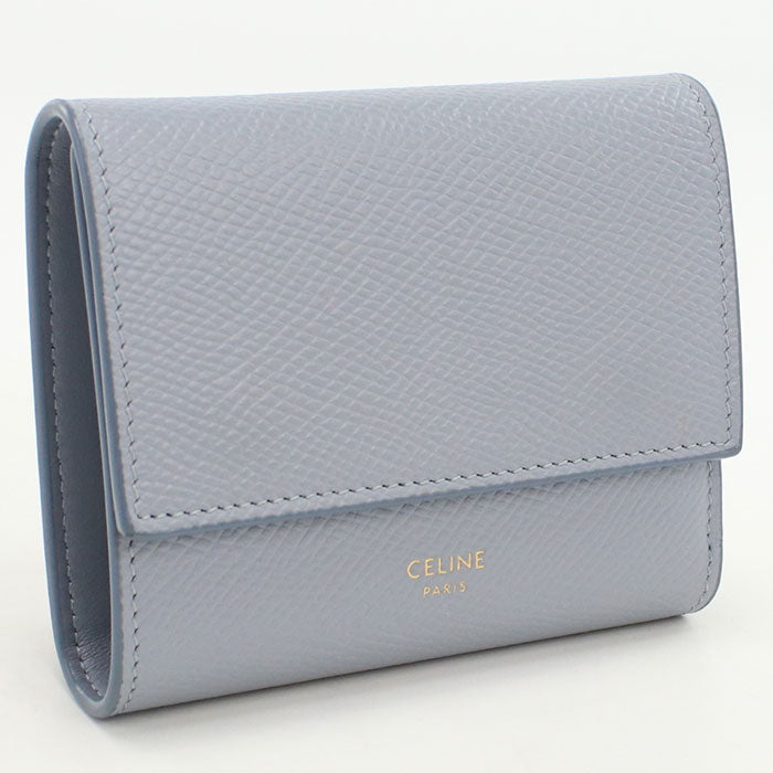 CELINE CE91437 Small Three fold wallet Calfskin Blue Women