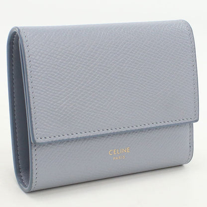 CELINE CE91437 Small Three fold wallet Calfskin Blue Women