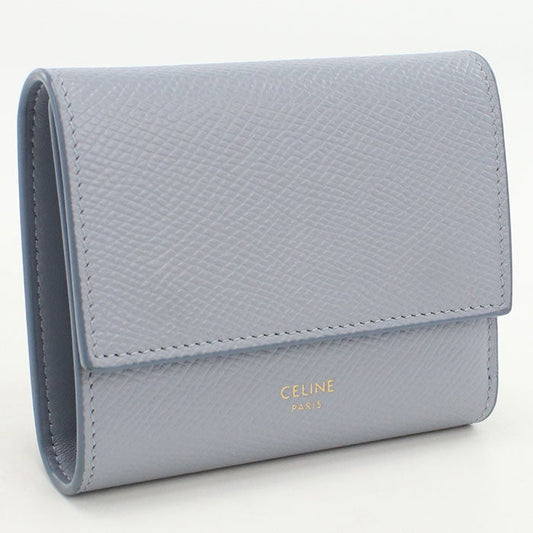 CELINE CE91437 Small Three fold wallet Calfskin Blue Women