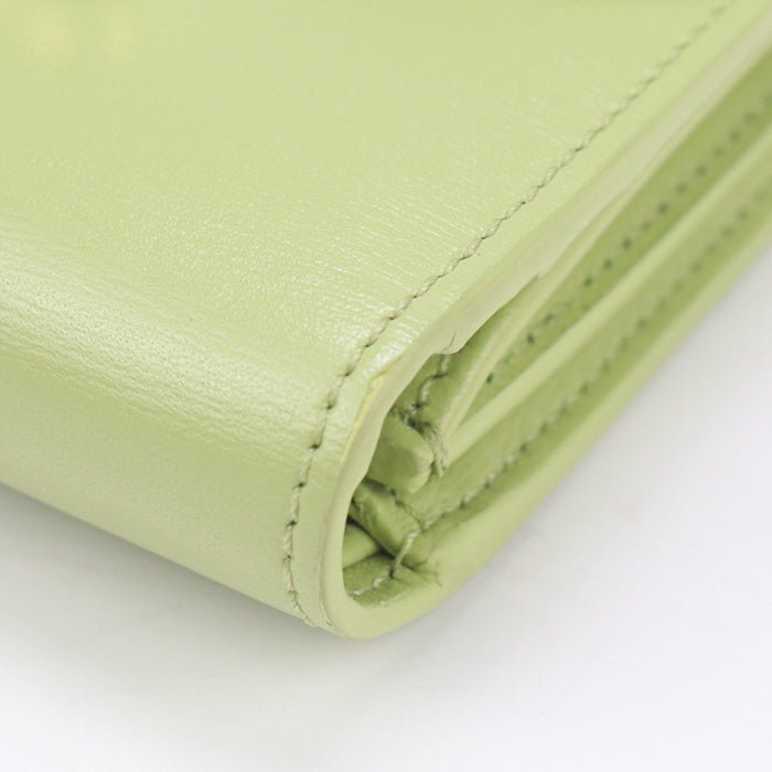 CELINE 10D78 Small flap wallet Triomphe Three fold wallet Calfskin green Women