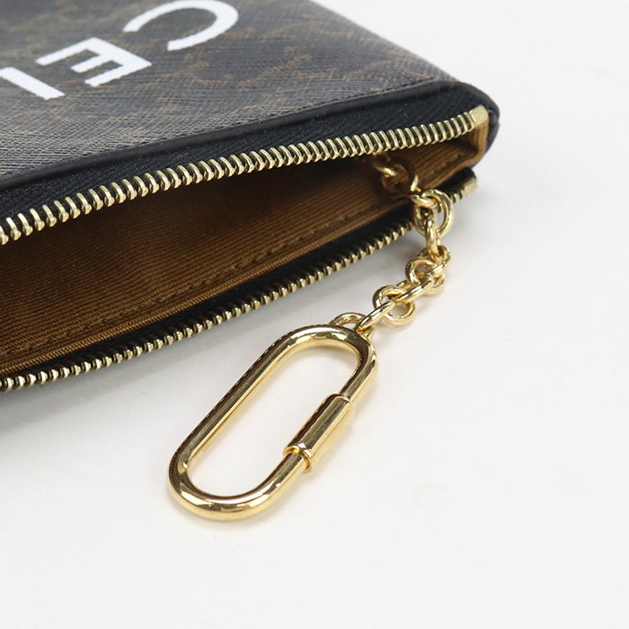 CELINE 10C662 Coin purse Triomphe canvas Coin Pocket PVC black Women