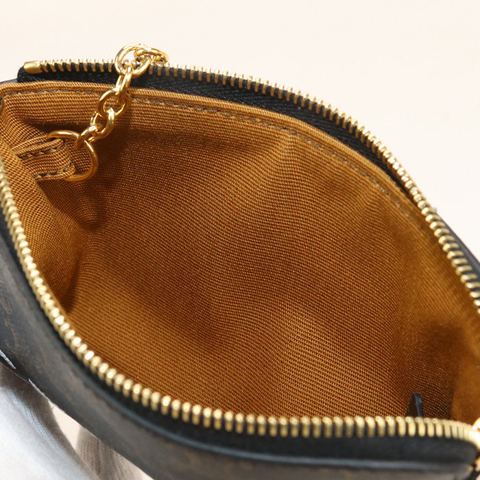 CELINE 10C662 Coin purse Triomphe canvas Coin Pocket PVC black Women
