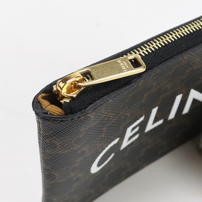 CELINE 10C662 Coin purse Triomphe canvas Coin Pocket PVC black Women