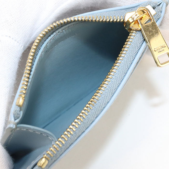 CELINE CE92167  coin pocket Triomphe Three fold wallet Calfskin blue Women