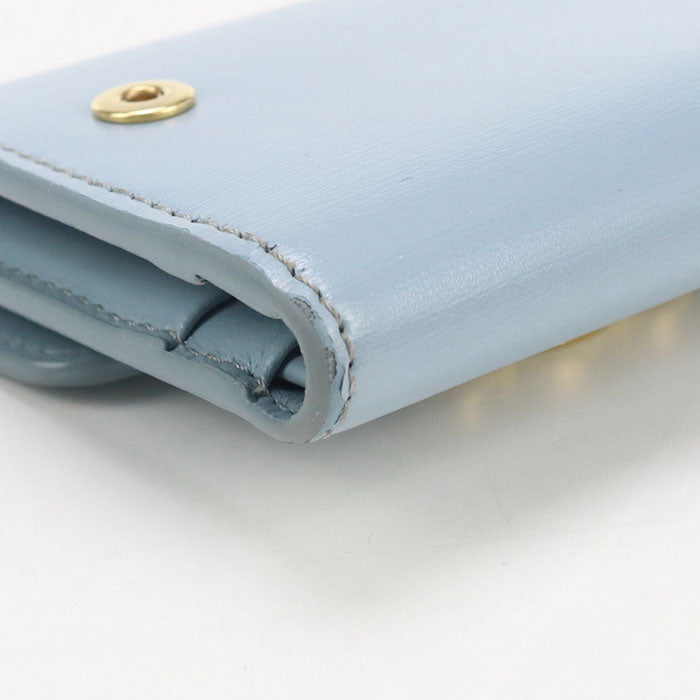 CELINE CE92167  coin pocket Triomphe Three fold wallet Calfskin blue Women