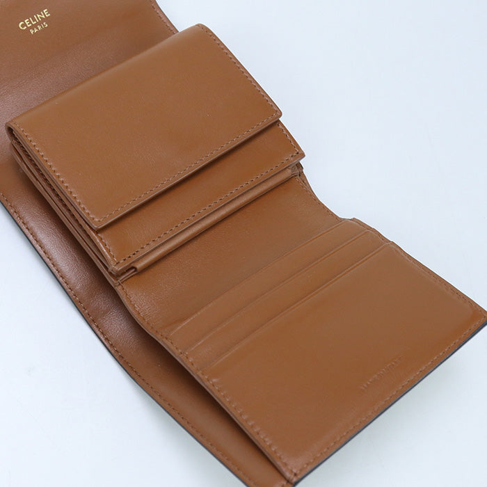 CELINE CE93001 Triomphe canvas Three fold wallet PVC brown Women
