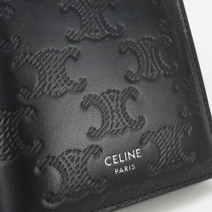 CELINE 10E49 3FQC 38SI Bifold wallet Triomphe Compact wallet Calfskin black mens(unisex)