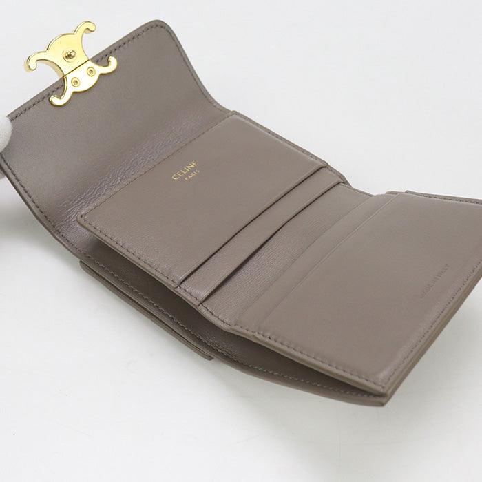 CELINE CE93330 Compact wallet with coin pocket Triomphe  Calfskin gray Women