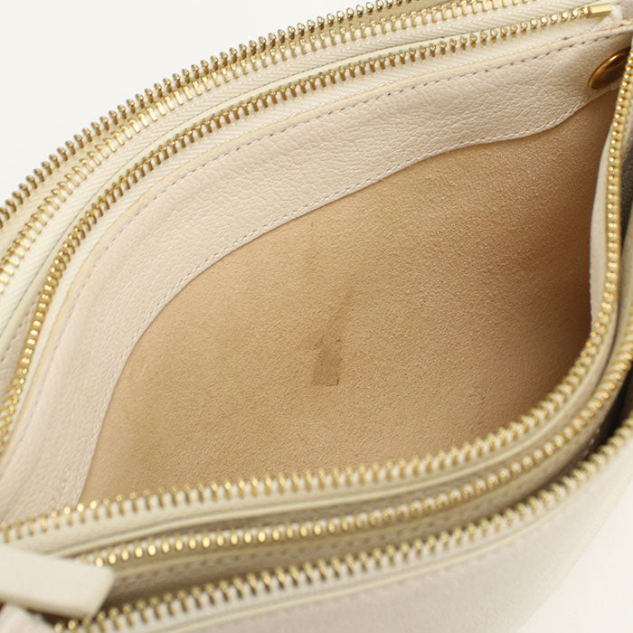 CELINE 171453 Shoulder Bag Trio Large Crossbody bag leather off white Women