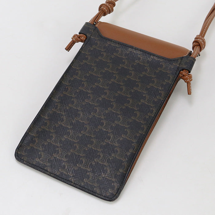 CELINE 10G332CQD.04LU mobile pouch flap Shoulder Bag Triomphe canvas brown Women