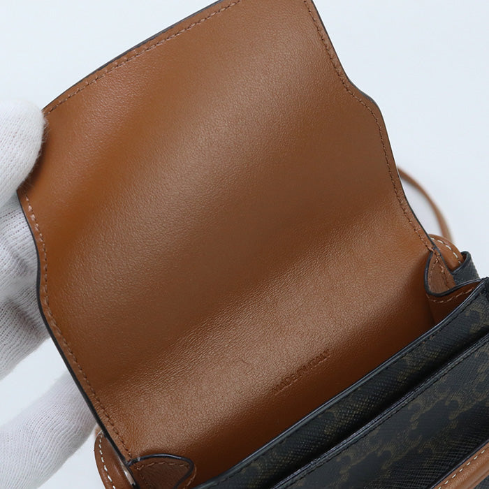 CELINE 10G332CQD.04LU mobile pouch flap Shoulder Bag Triomphe canvas brown Women