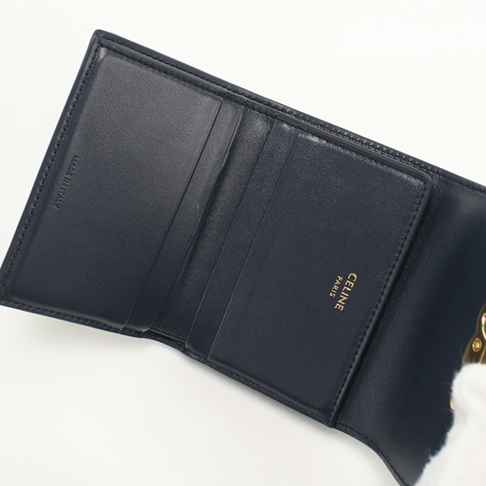 CELINE 10I65 3DPV Compact wallet with coin pocket Triomphe  navy Women