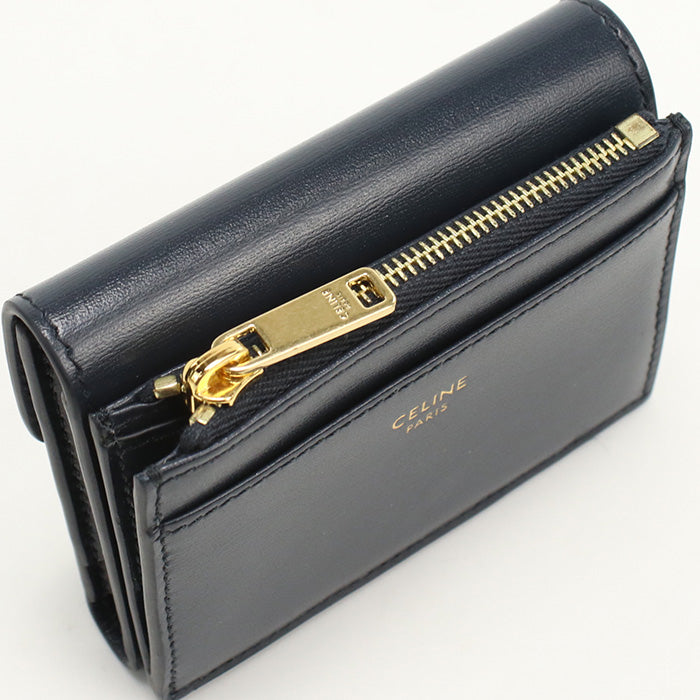 CELINE 10I65 3DPV Compact wallet with coin pocket Triomphe  navy Women
