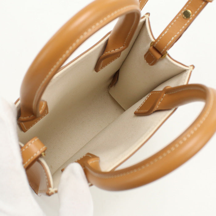 CELINE 19330 2BNZ.02NT 2WAY Mini vertical hippopotamus Handbag canvas/Calfskin