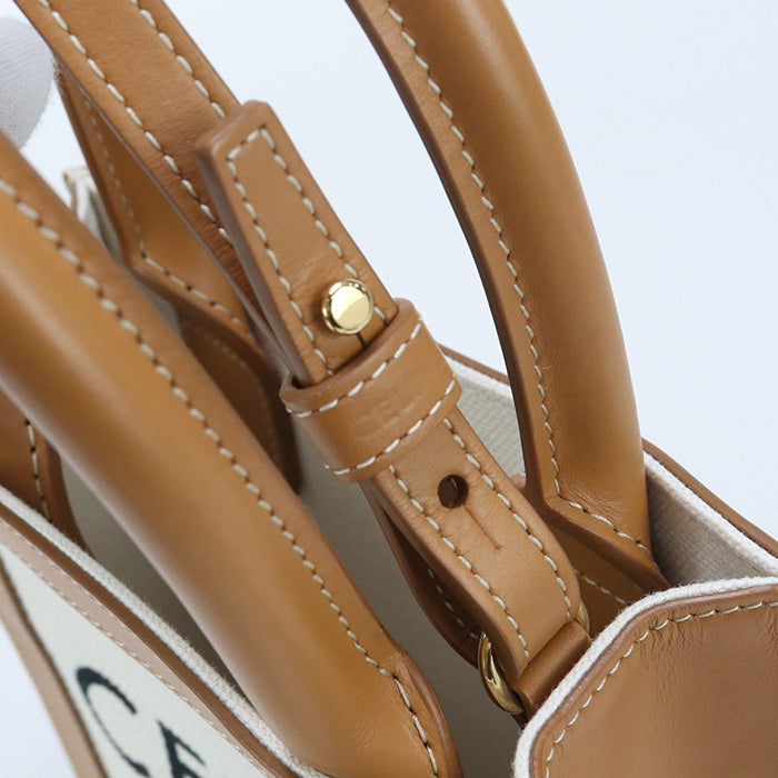 CELINE 193302BNZ.02NT Handbag Minibar Tical Hippo 2WAY mini handbag canvas, Calfskin white Women