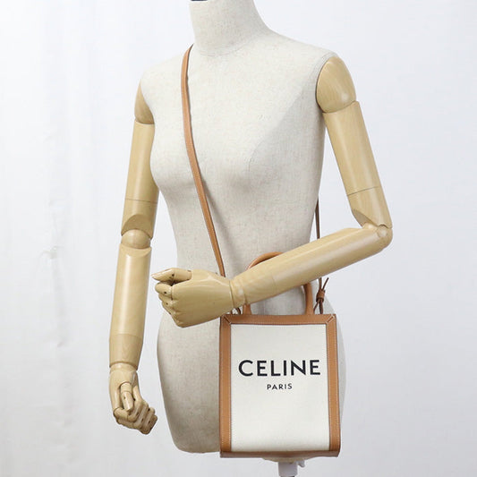 CELINE 193302BNZ.02NT Handbag Minibar Tical Hippo 2WAY mini handbag canvas, Calfskin white Women