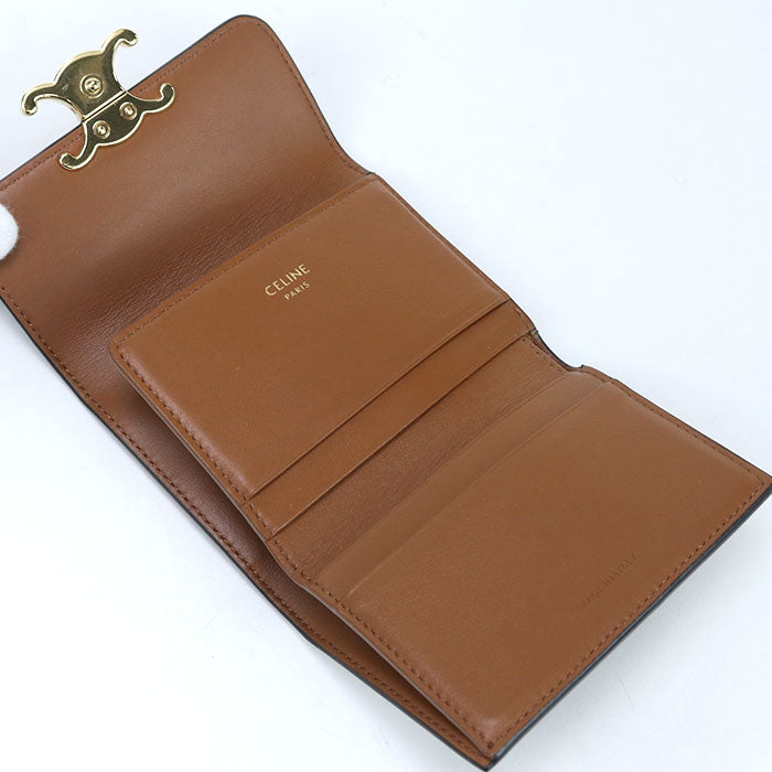 CELINE 10I65 2DS3 04LU Triomphe Three fold wallet PVC/Calf leather brown Women