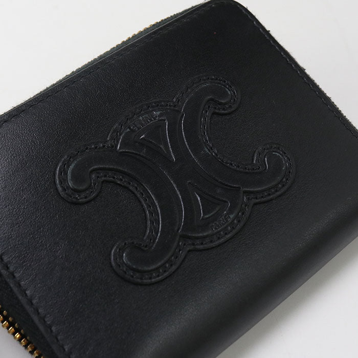 CELINE Zip coin purse Cuir Triomphe Coin Pocket Calfskin black Women