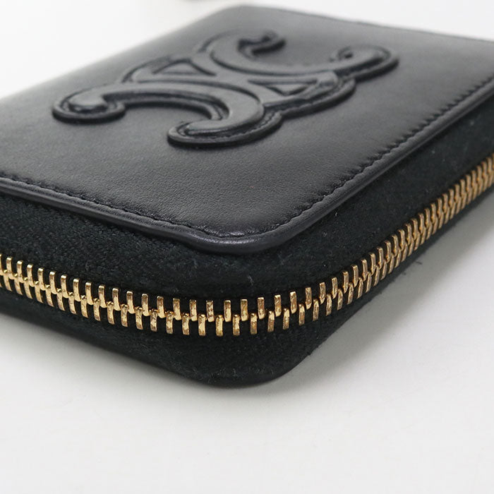 CELINE Zip coin purse Cuir Triomphe Coin Pocket Calfskin black Women