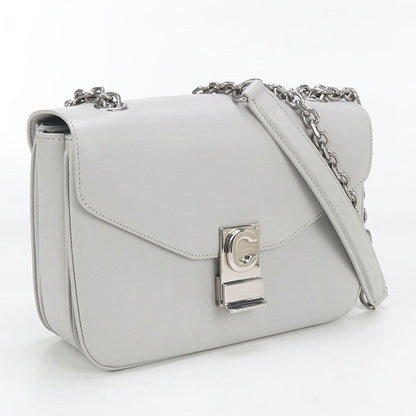CELINE 18725 3BFB Chain Shoulder Bag leather gray Women
