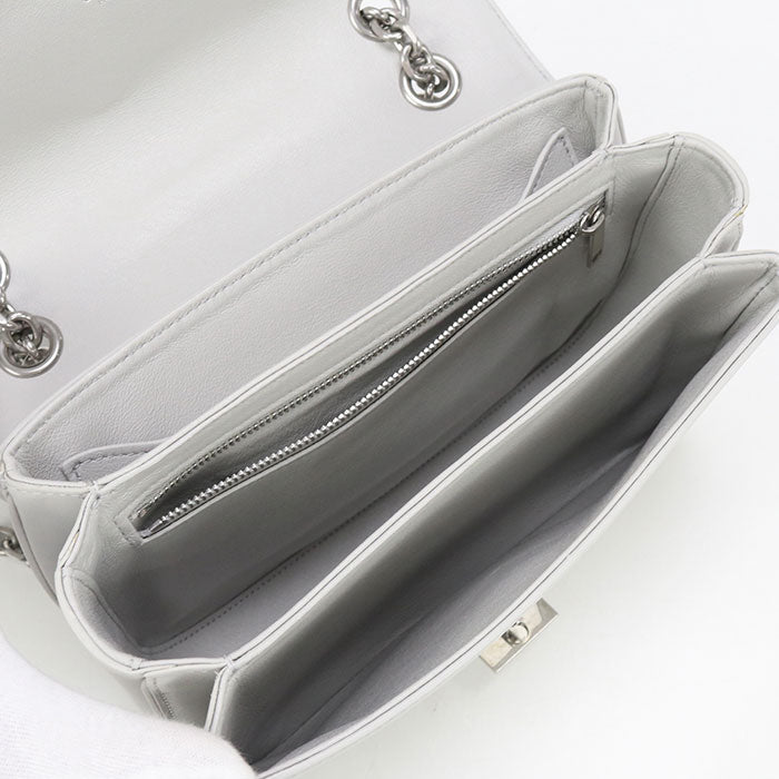 CELINE 18725 3BFB Chain Shoulder Bag leather gray Women