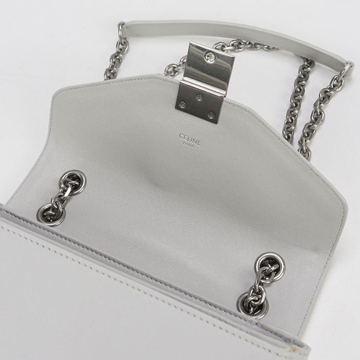 CELINE 18725 3BFB Chain Shoulder Bag leather gray Women