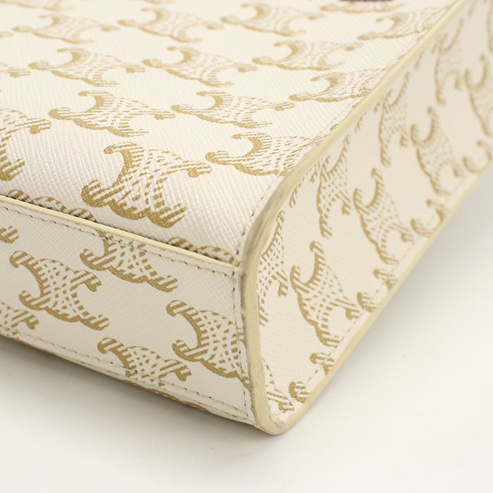 CELINE 19437 2BZK 01BC Handbag Triomphe canvas Mini vertical hippopotamus 2WAY handbag PVC coated canvas,leather beige Women