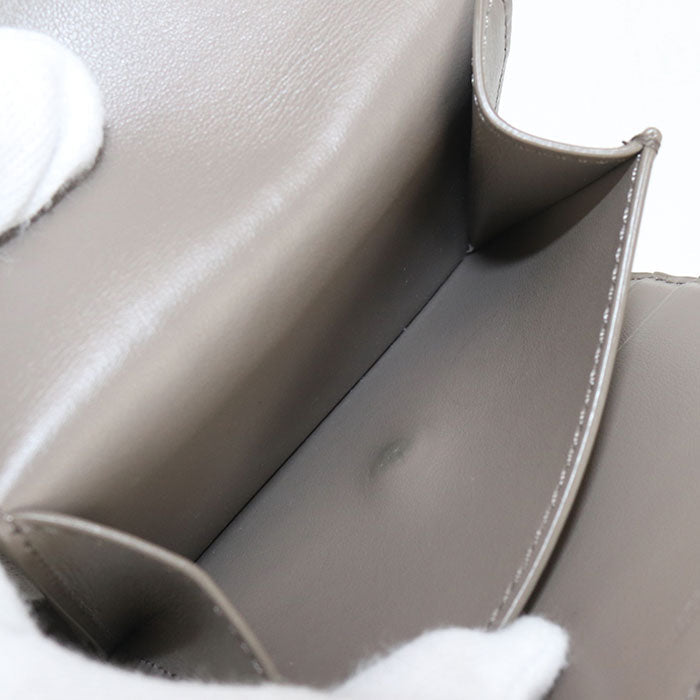 CELINE Small flap wallet Triomphe Three fold wallet Calfskin gray Women