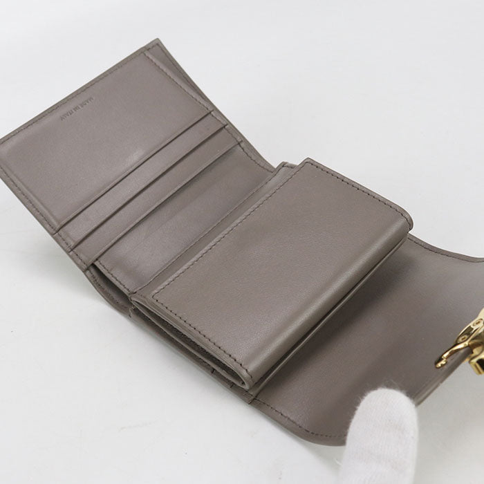 CELINE 10D783DPV.18GT Small flap wallet Triomphe Three fold leather gray Women